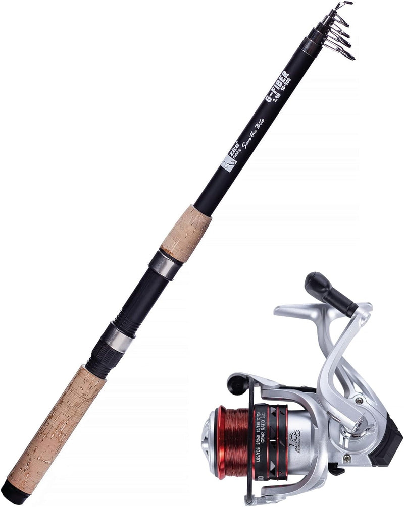 Zite Fishing Angelset Allround - Karpfen Aal Teleskoprute 270cm 30-80g + Angelrolle mit 2 Aluspulen