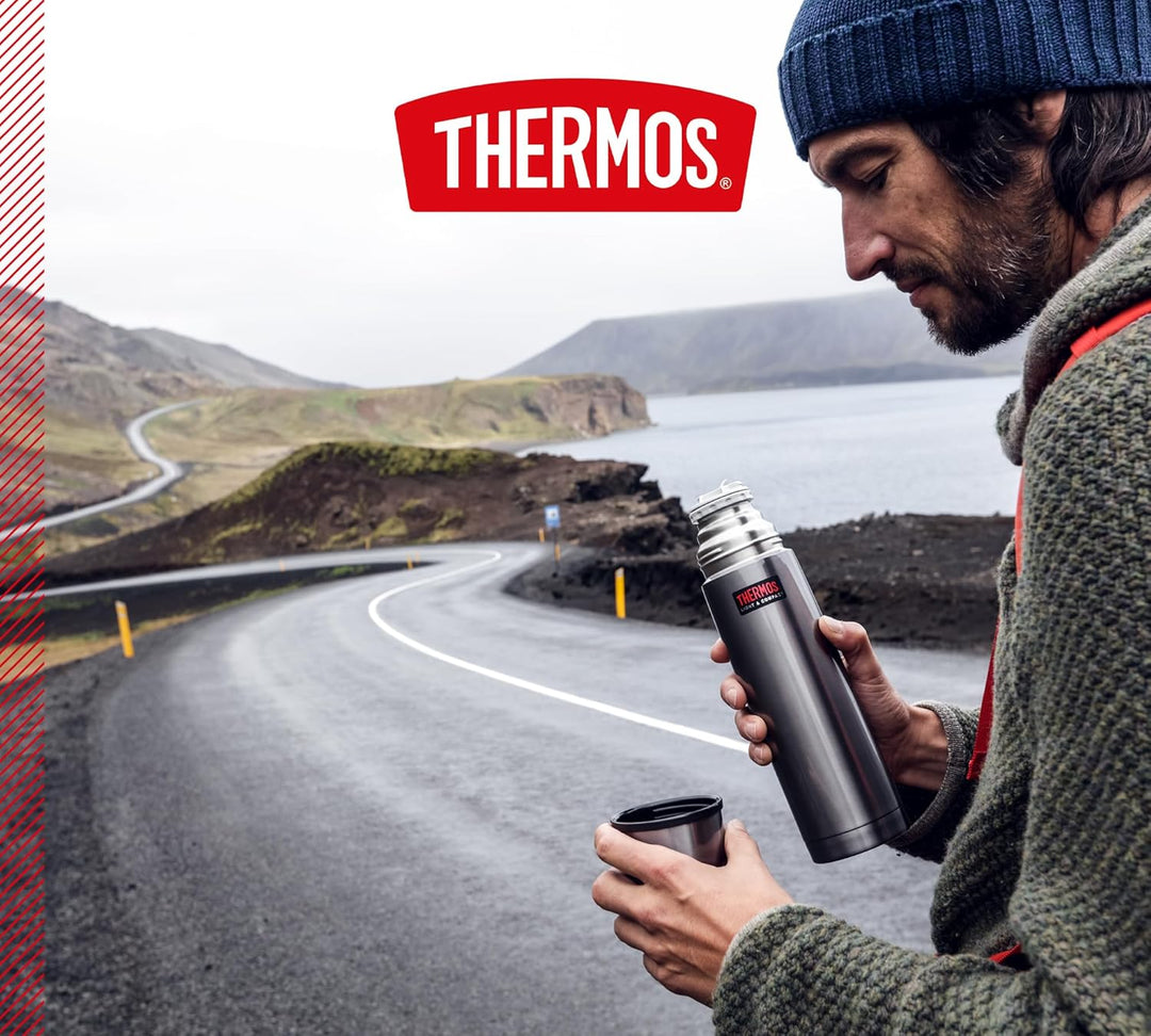 THERMOS LIGHT & COMPACT BEVERAGE BOTTLE 1l, stone grey, Thermosflasche Edelstahl, Isolierflasche gra