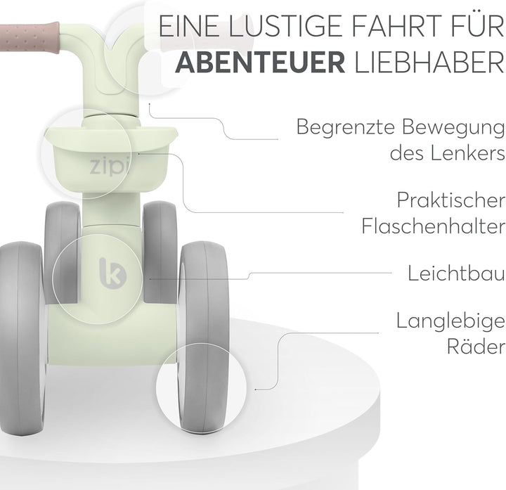KikkaBoo ZIPI Fahrrad Ohne Pedale, Laufrad mit Korb, Einstellbar, Kinderspielzeug, Baby-Geschenk Min