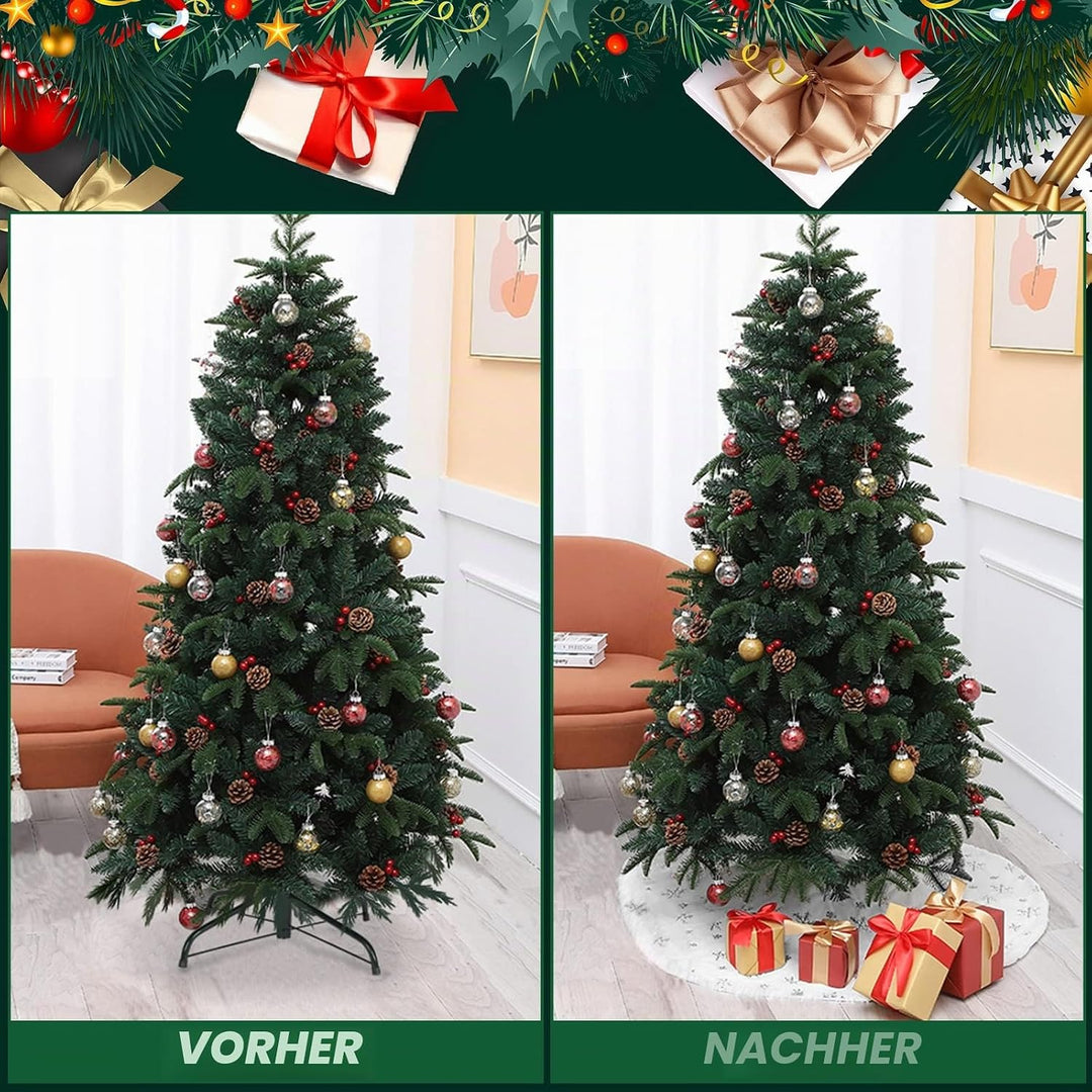 SALCAR Weihnachtsbaumdecke Rund 120cm, Kunstfell Schneeflocke Weihnachtsbaum Decke Weiss, Gross Chri