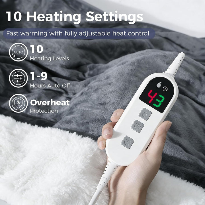 heizdecke mit abschaltautomatik mit 10 Heizstufen, bis zu 9 Stunden Auto-Off-Timer, Flanell 160 x 13