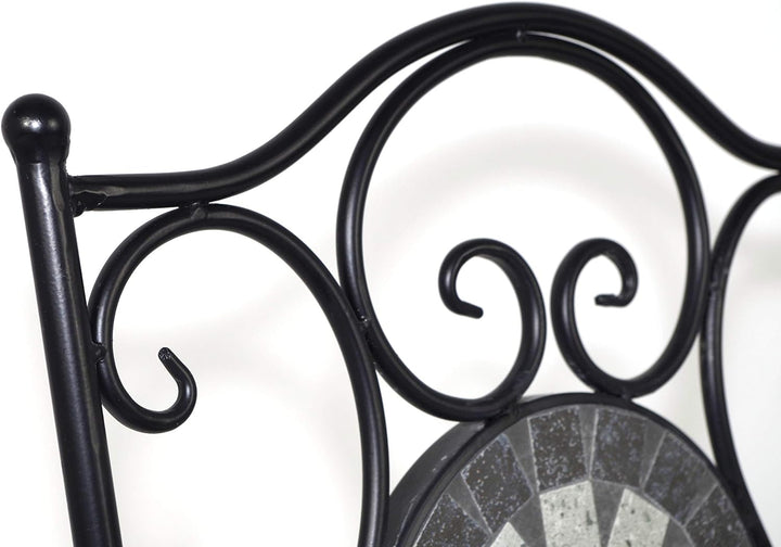 Kobolo Gartenstuhl Klappstuhl Mosaikstuhl Metallstuhl - Höhe 88 cm - grau- für Innen- und Aussenbere