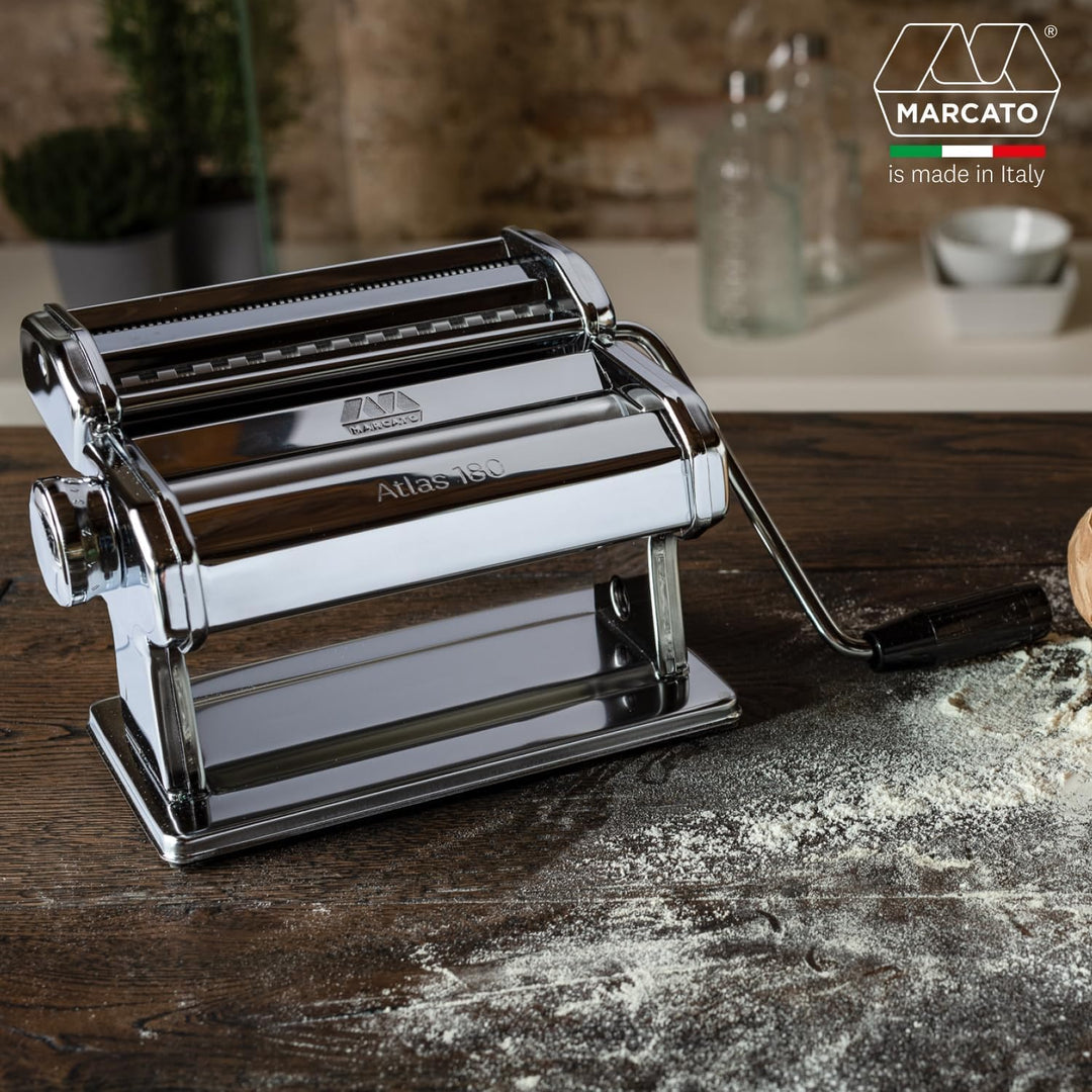 Marcato Atlas 180+ Premium Nudelmaschine aus eloxiertem Aluminium mit 4 Formaten | Lasagne, Fettucci