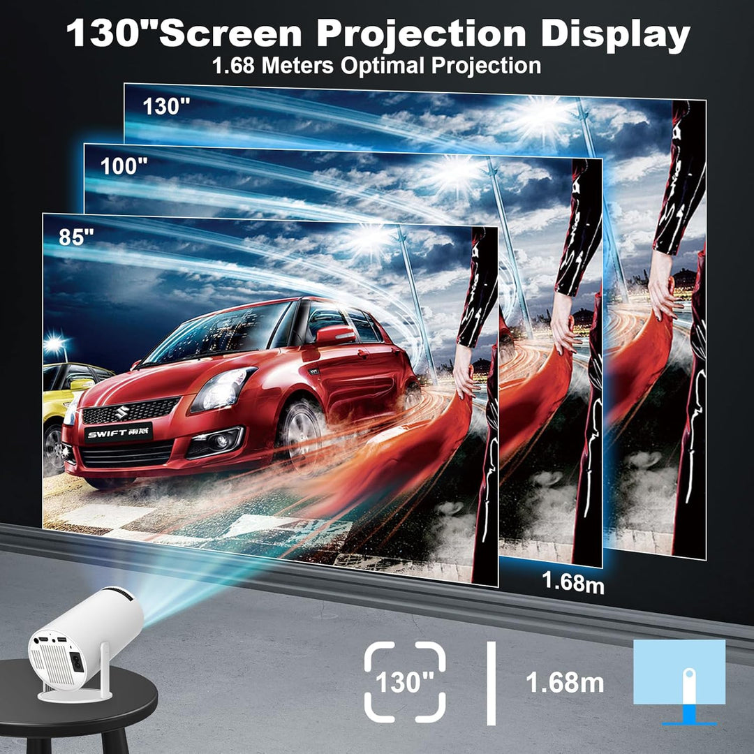 aquota Mini Beamer 4k 160 ANSI Lumen 4K Tragbarer Projektor Dual Band Wifi6/BT5.0, Beamer Handy 180°