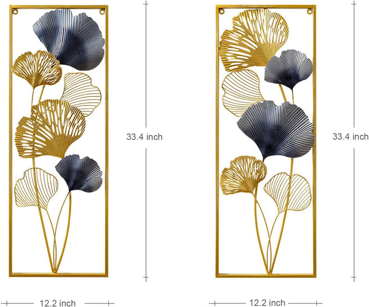 soudesileim 2 StÜCk 3D Wanddeko Ginkgoblätter Metall, 85x31cm Wandskulpturen, Blätter Dekoration Rec