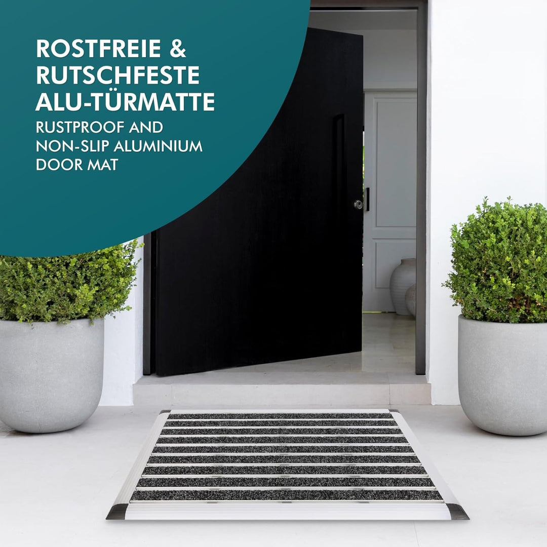 etm Alu Fussmatte Elegant Mat - effektiv reinigender Fussabtreter - Schmutzfangmatte in 2 Grössen -