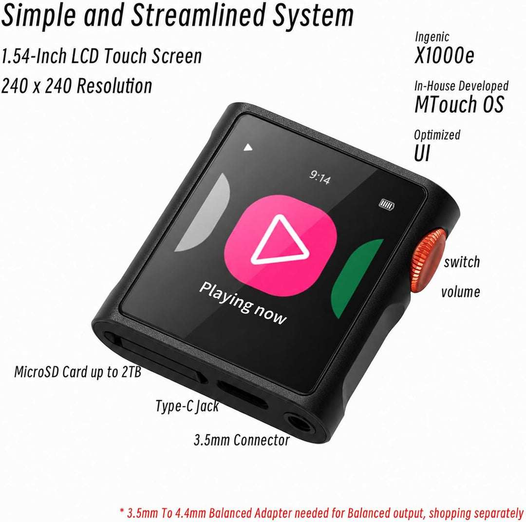 SHANLING M0 Pura Mini Tragbarer Hi-Fi-Musikplayer,1.54 inch Touchscreen,Bluetooth 5.0,DAC CS43131,3,