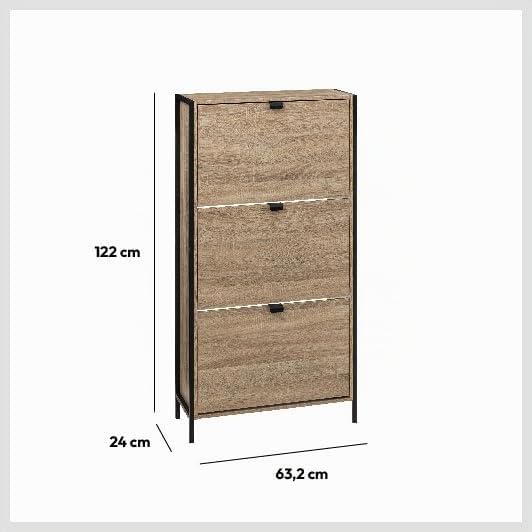 5five - schuhschrank mit 3 schubladen "aliaj" in eiche natur effekt