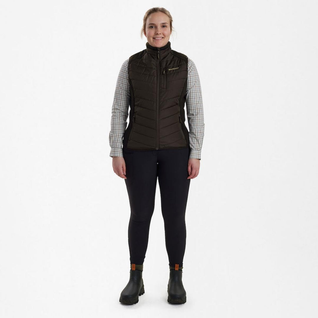Deerhunter Lady Caroline Gepolsterte Weste mit Strick Brown-Blatt 38, 38