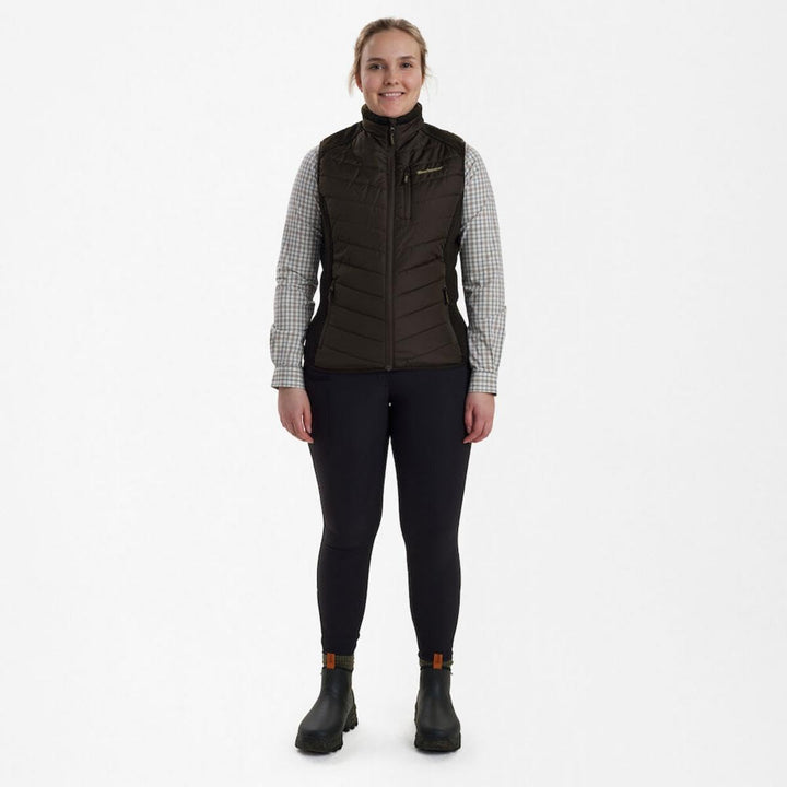 Deerhunter Lady Caroline Gepolsterte Weste mit Strick Brown-Blatt 38, 38