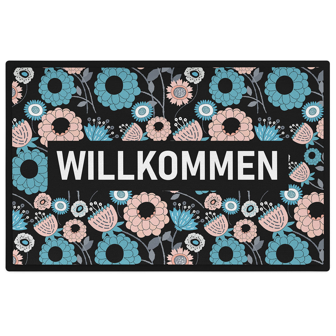 Trendation - Willkommen Fussmatte Grafik Schmutzfangmatte Geschenk Aussen Innenbereich 60x40 cm Wasc