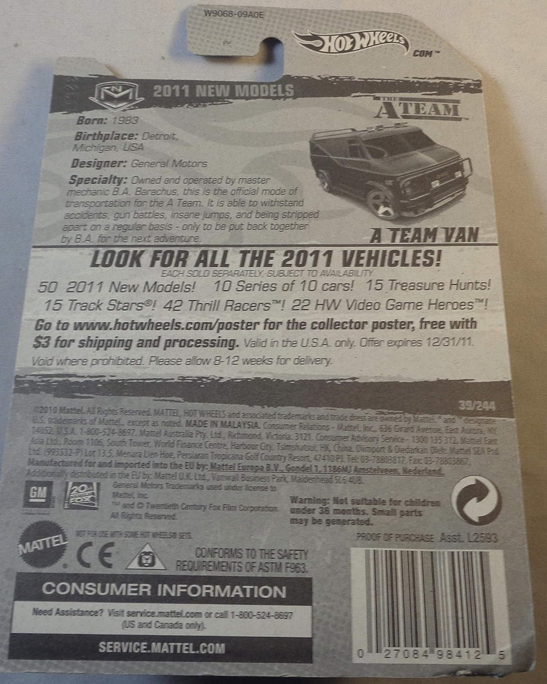 2011 Hot Wheels A Team Van Black #39/244 by Hot Wheels