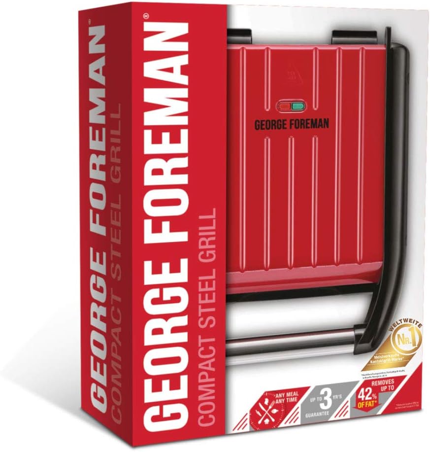 George Foreman Kontaktgrill & Panini- / Sandwichgrill [Grösse 24x17cm - für 3 Portionen] Compact Ste