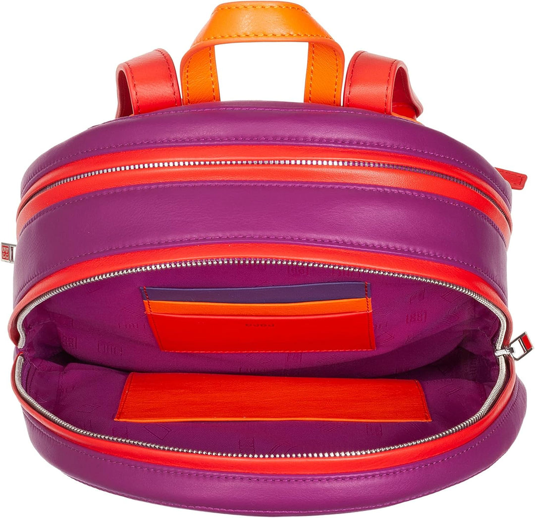 DUDU Rucksack Damen Bunt Sommerlich aus weichem Leder Rucksack Multicolor mit doppeltem Reissverschl