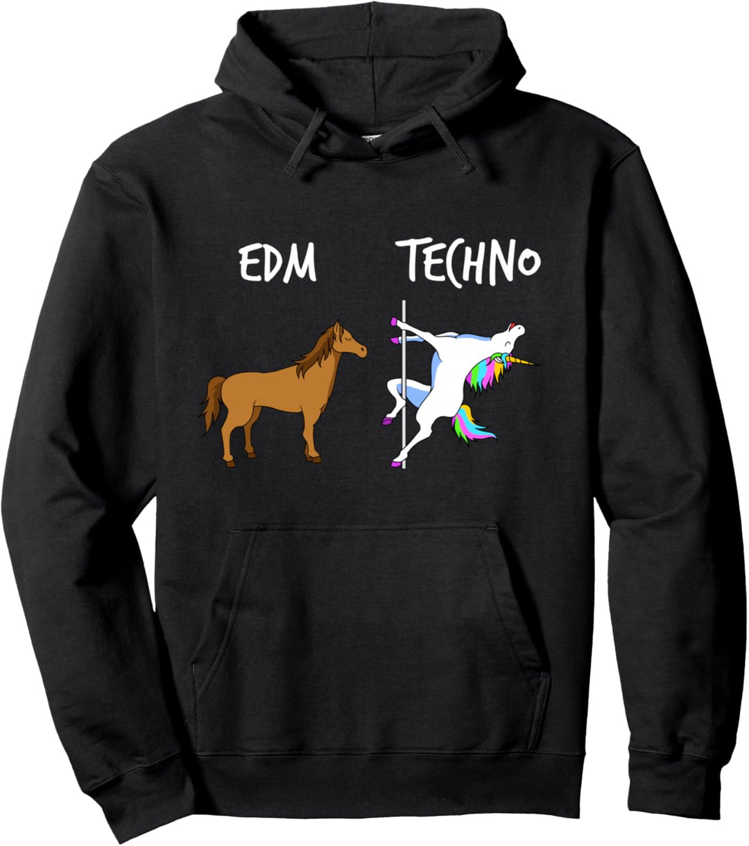 Techno Einhorn Für Party People Stripstange Pferd Pullover Hoodie