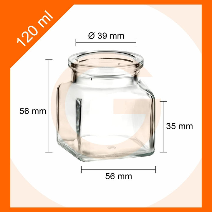 gouveo 24er Set Gewürzgläser 120 ml eckig mit Glaskorken - Kleine Korkengläser mit Glasstopfen - Lee