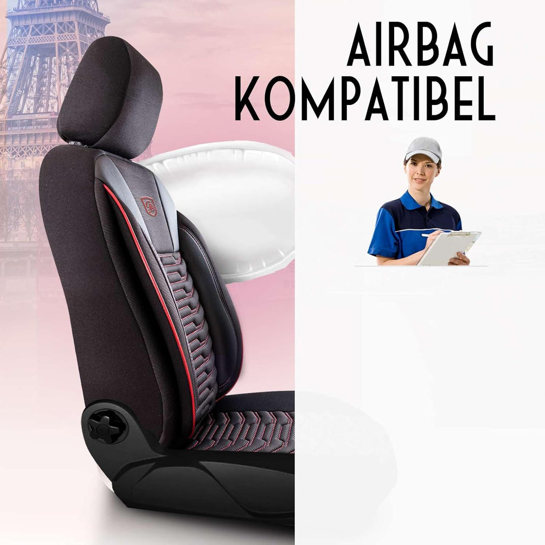 Autositzbezüge Universal für PKW & SUV – Premium Vordersitze Auto Sitzbezug aus Piqué-Stoff, Schwarz