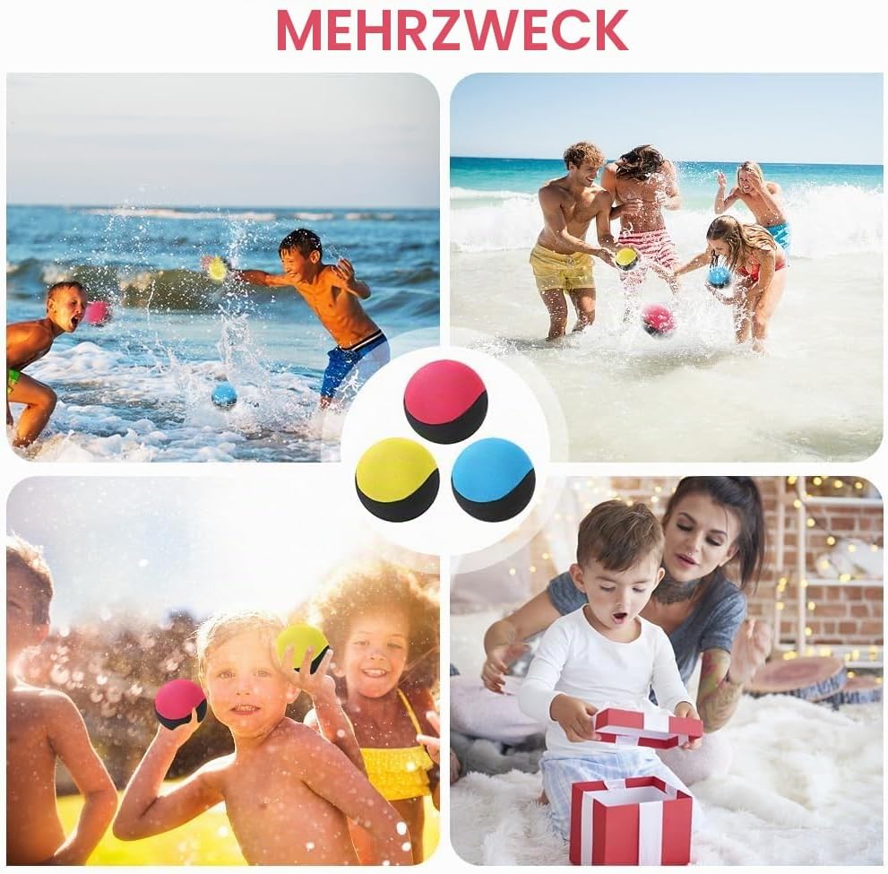 Wasserspringball, 3 Stück Wasserball Wasser Flummi Springender Ball auf Wasser, Schnelltrocknender L