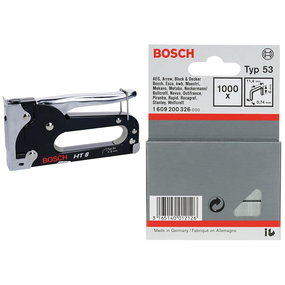 Bosch Accessories Handtacker HT 8 (Holz, Klammertyp 53) &amp; Bosch Professional 1609200326 1000 Tackerk