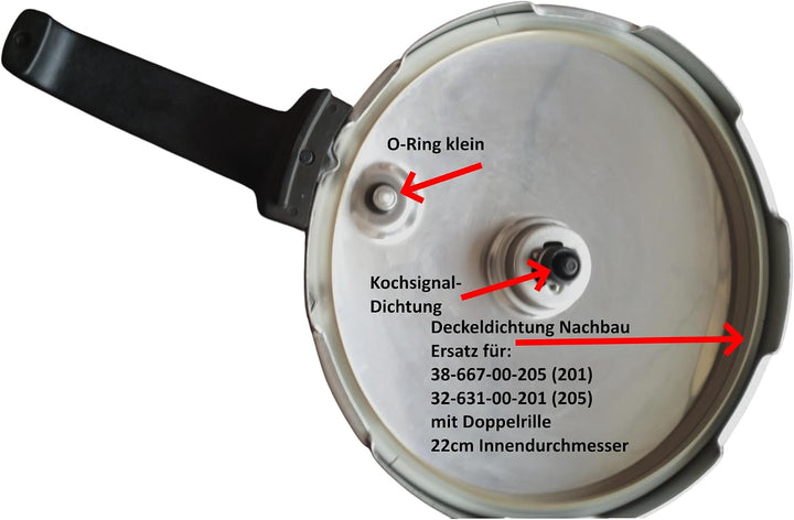 Reparaturset für Schnellkochtopf Fissler Vitaquick bis 2010 Dichtungsring 22cm + O-Ring + Kochsignal