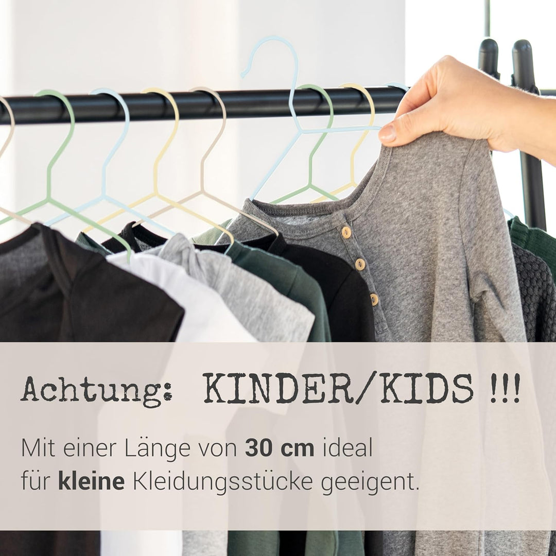 ROW&LINE® – Kinder Kleiderbügel (30 cm) – 20 Stück (Jungs Set) – platzsparende Kinderbügel – belastb
