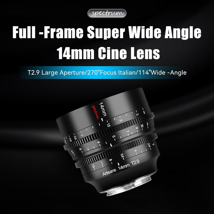7artisans 14mm T2.9 Full-Frame 114°Weitwinkelobjektiv,Kompatibel für Cannon EOS-R,RED,EOS-R3,EOS-R5,