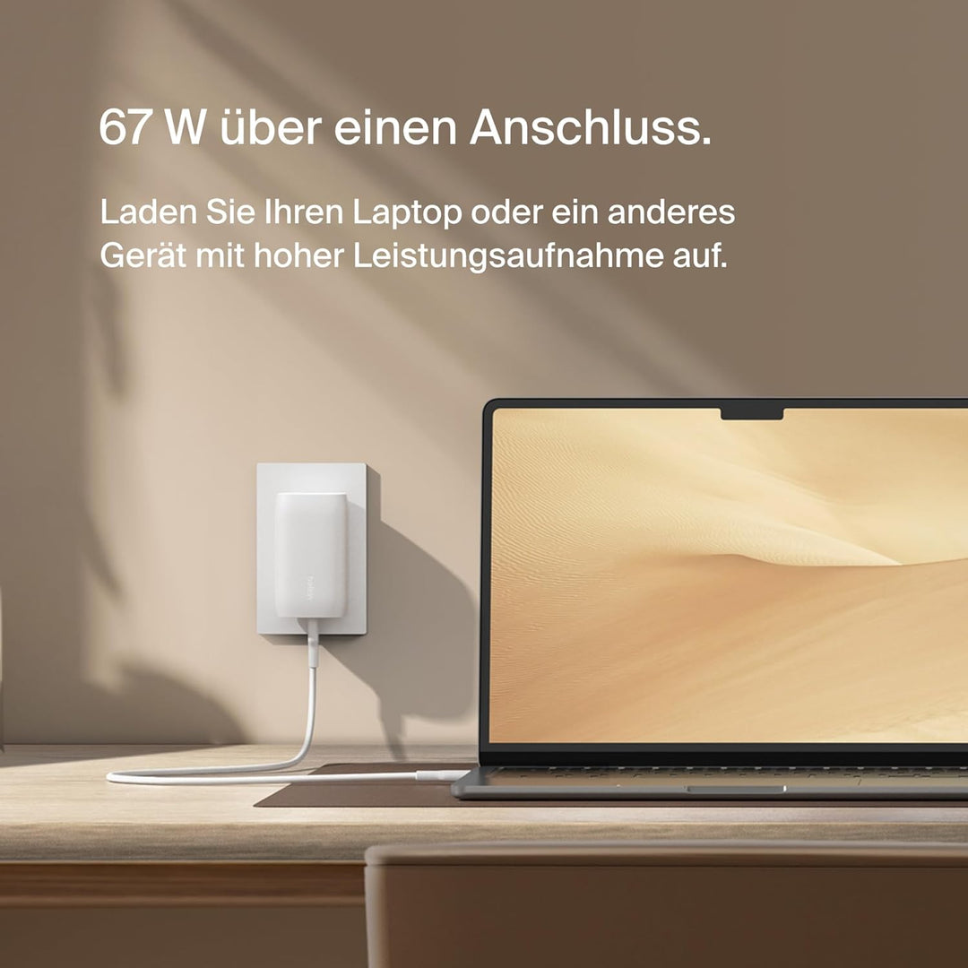 Belkin BoostCharge USB-C-Ladegerät mit DREI Anschlüssen und PPS (67 W), USB-C PD 3.1-iPhone-Schnelll
