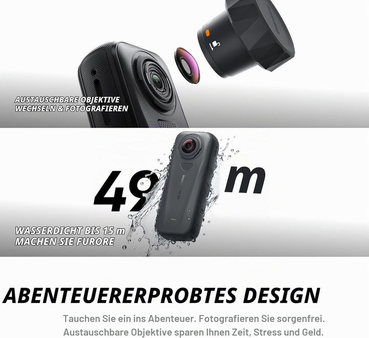 Insta360 X4 Air Ski-Bundle – 165 g leichte, wasserdichte 8K 360°-Kamera, Unsichtbarer Selfie-Stick,