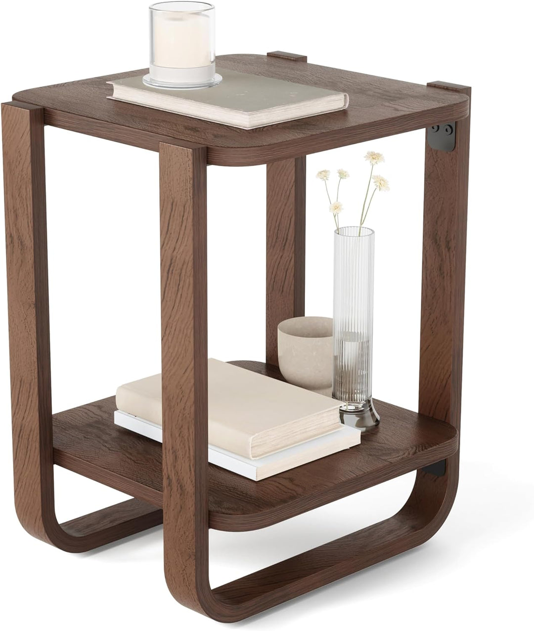 Umbra Bellwood Beistelltisch, Moderner Couchtisch und Nachttisch aus Bugholz, Walnuss Antik