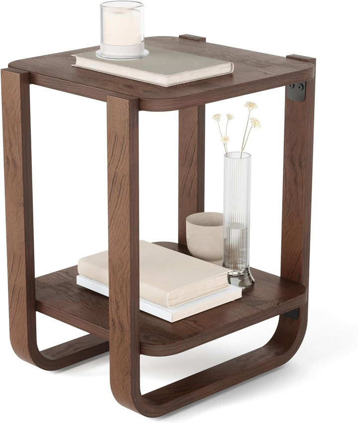 Umbra Bellwood Beistelltisch, Moderner Couchtisch und Nachttisch aus Bugholz, Walnuss Antik