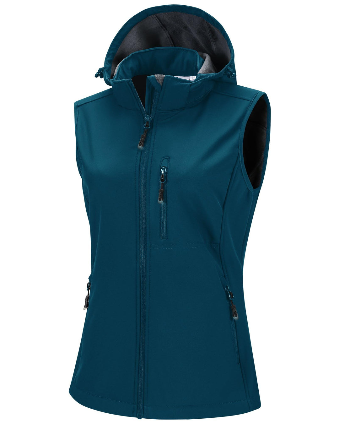 33,000ft Damen Softshell Westen mit Abnehmbare Kapuze Fleece Gefütterte Ärmellose Jacke Wasserdichte