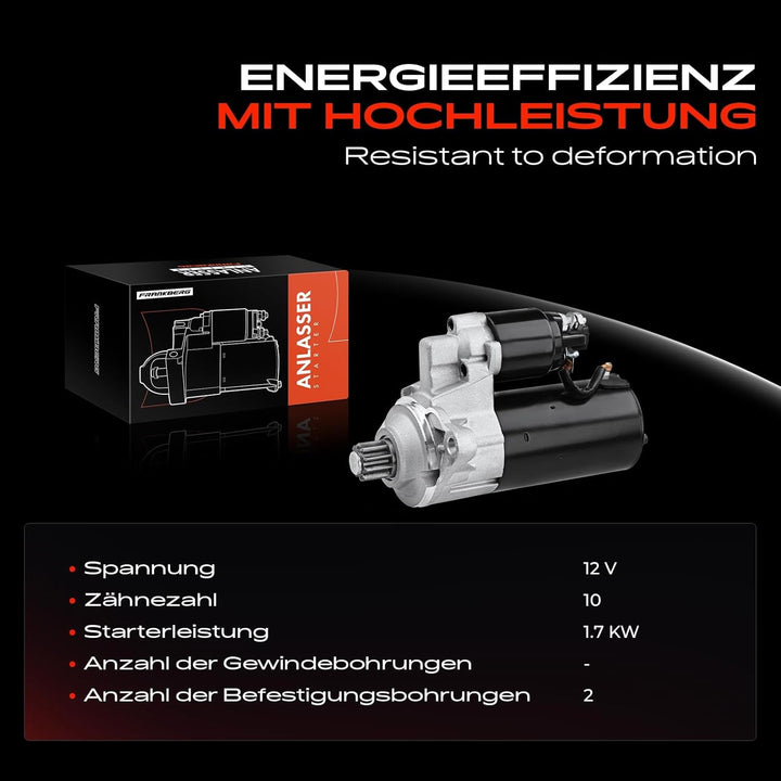 Frankberg 1x Anlasser Motor Anlasser 1,7 KW Kompatibel mit Golf VI Variant AJ5 2.0L 2009-2013 Oct.av
