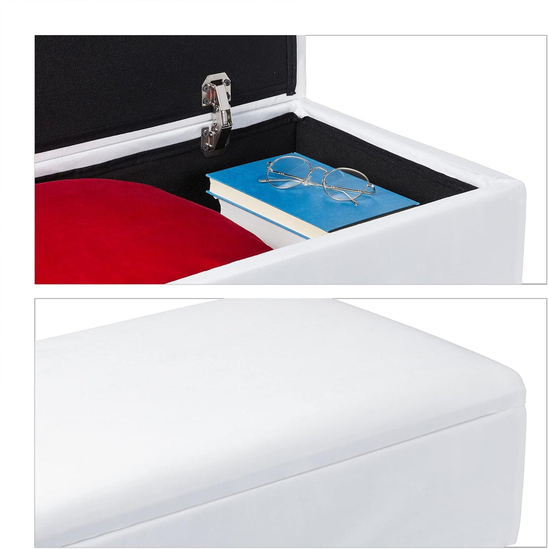 Relaxdays Sitzbank mit Stauraum, Samtbezug, 40 L, gepolstert, Holzbeine, Flur, 2er Truhenbank, 41 x