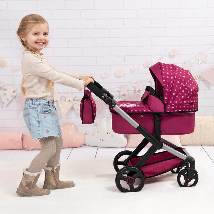 Bayer Design 17067AA Puppenwagen Xeo mit Tasche, höhenverstellbarer Griff, Schwenkschieber, wandelba