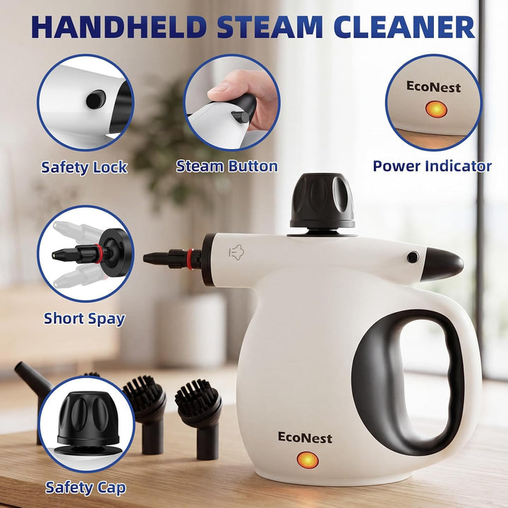 Dampfreiniger Handgerät 450ML Tank mit 12 Zubehöre leistungsstarker Dampfreiniger mit Sicherheitsspe