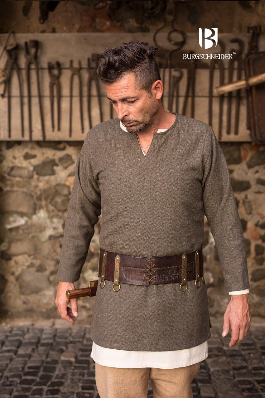 Burgschneider - Fischgrättunika Tyr Grau - Kleidung für Larp, Mittelalter, Cosplay und Fantasy, Herr