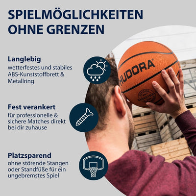 HUDORA Basketballkorb-Set In-/Outdoor - Basketball-Board - 71621