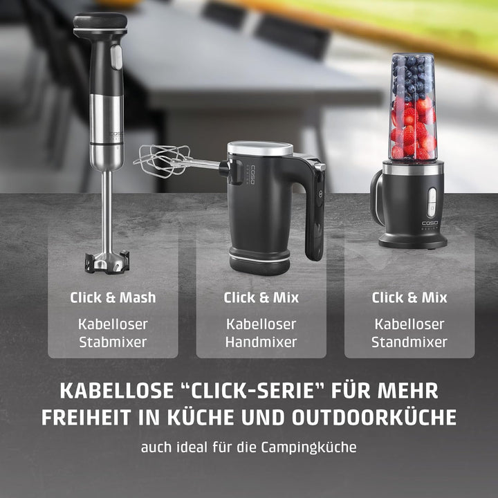 CASO Click & Mix - kabelloser Handmixer, akkubetrieben, zum Mischen, Kneten, Aufschlagen von jeglich