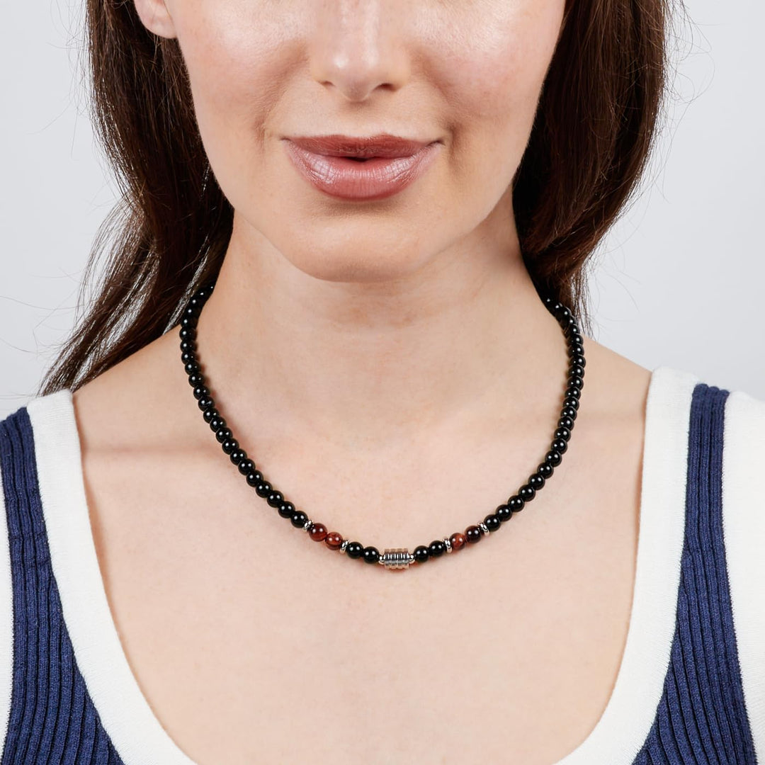Handgemachte Herren Tigerauge Onyx Perlenkette Kette Natürliche Edelsteine Heilung Kristallschmuck (