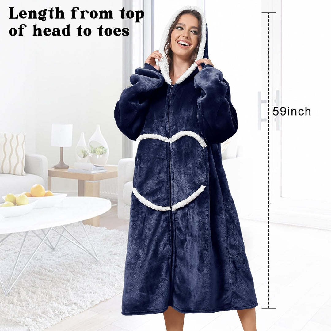 FEELJAM Decke mit Ärmeln Kuscheldecke Hoodie Decken Frauen Decke mit Kapuze mit Reissverschluss und