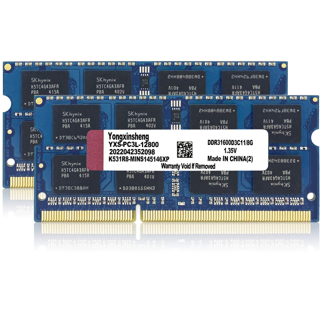 DDR3 / DDR3L 16GB Kit (8GBx2) Laptop RAM 1600MHz PC3-12800 / PC3L-12800 SODIMM Non-ECC Unbuffered 1.