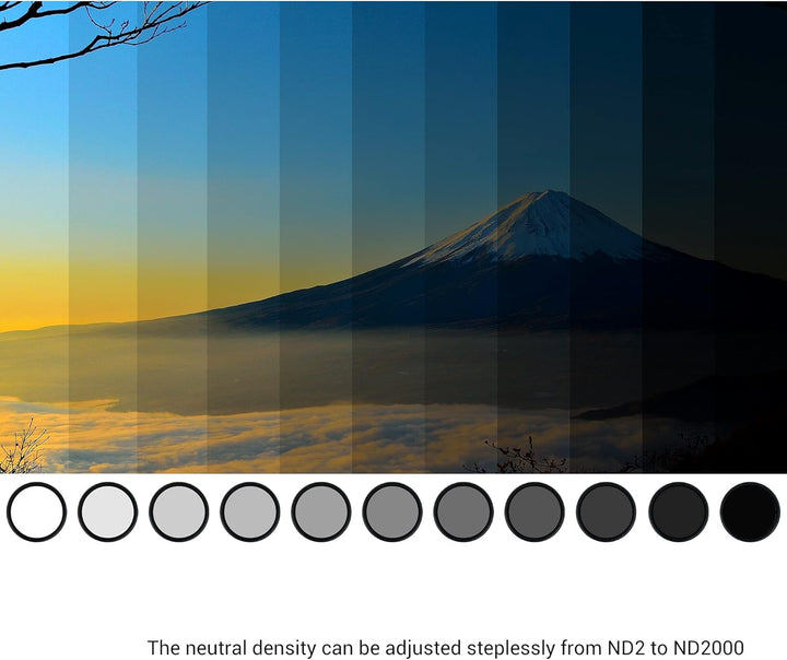 PROfezzion Variable ND Filter 72mm ND2-ND2000 (11-Stops) Graufilter für Nikon Z 24-70mm f4 S, Sigma