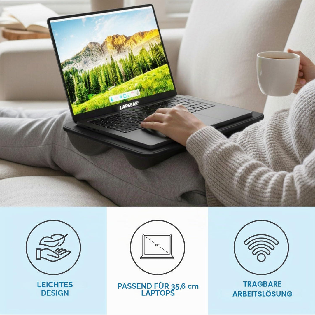 LapGear Kompaktes Schosstablett, für Laptops bis 15 Zoll (38 cm), Schwarz, Stil-Nr. 43108 Schwarz Si