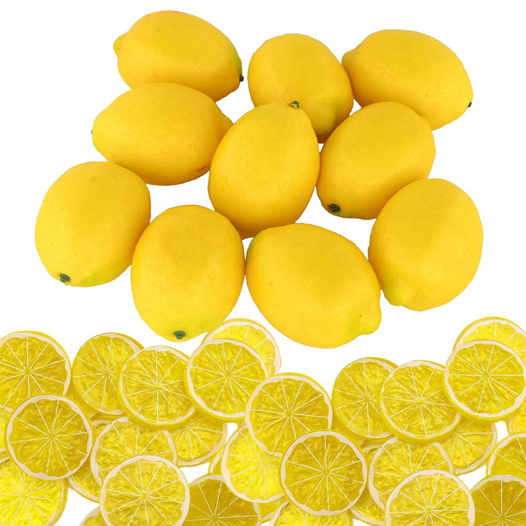 Woohome 30 Stück Künstliche Fruch Künstliche Limetten Künstliche Zitronenscheiben Deko Gefälschte Zi