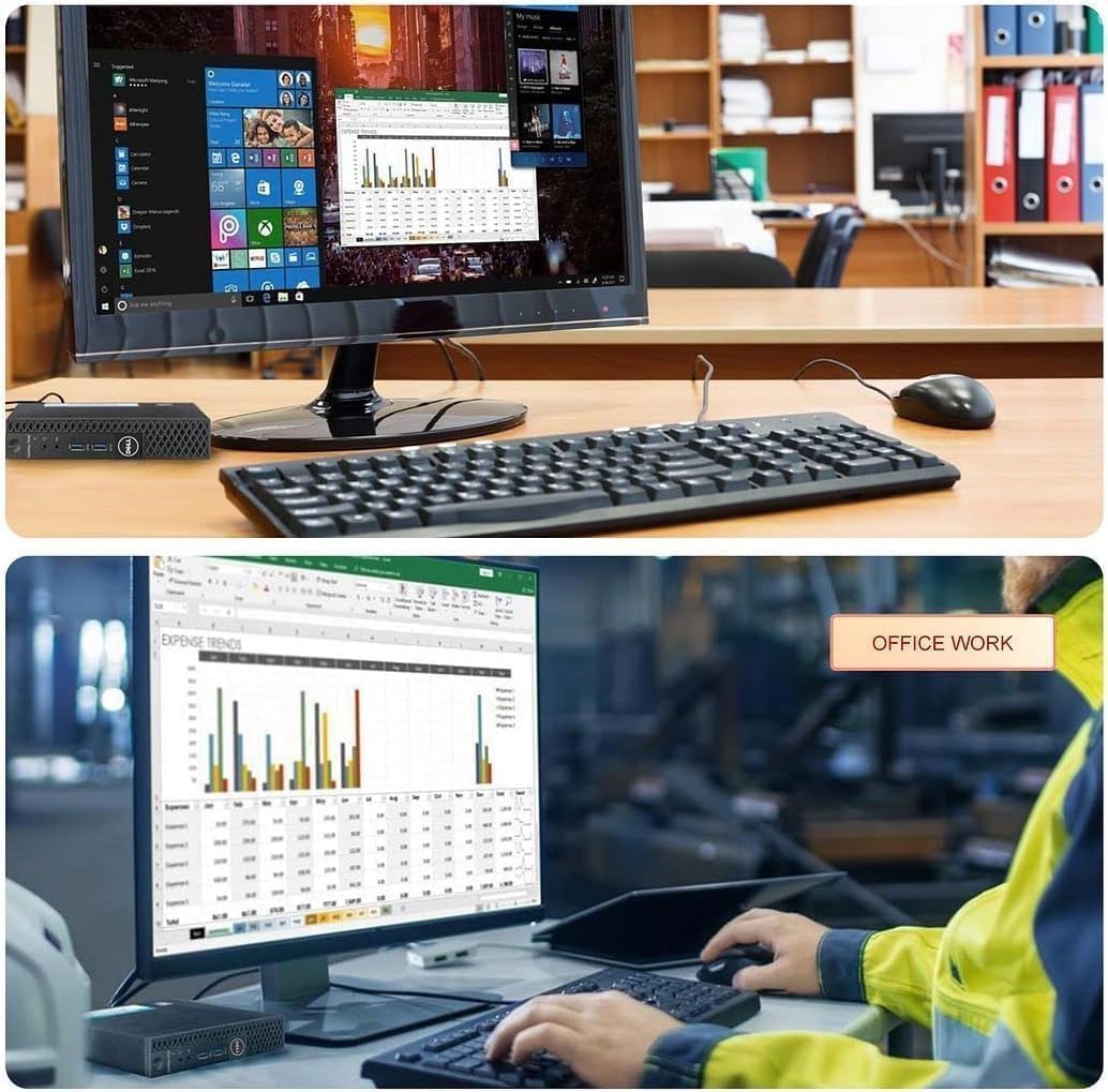 Dell Optiplex 3040 Mini Computer PC mit 24 Zoll Monitor, Intel Core i5-6500, 8GB RAM, 256GB SSD, US