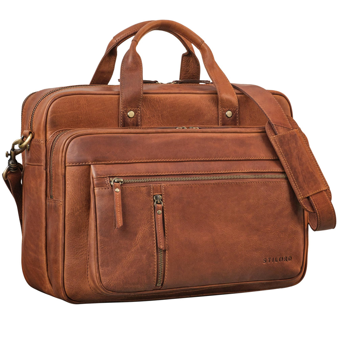 STILORD "Ace Aktentasche Leder Herren Damen Gross Business Tasche Echtleder Vintage für Laptop 15,6