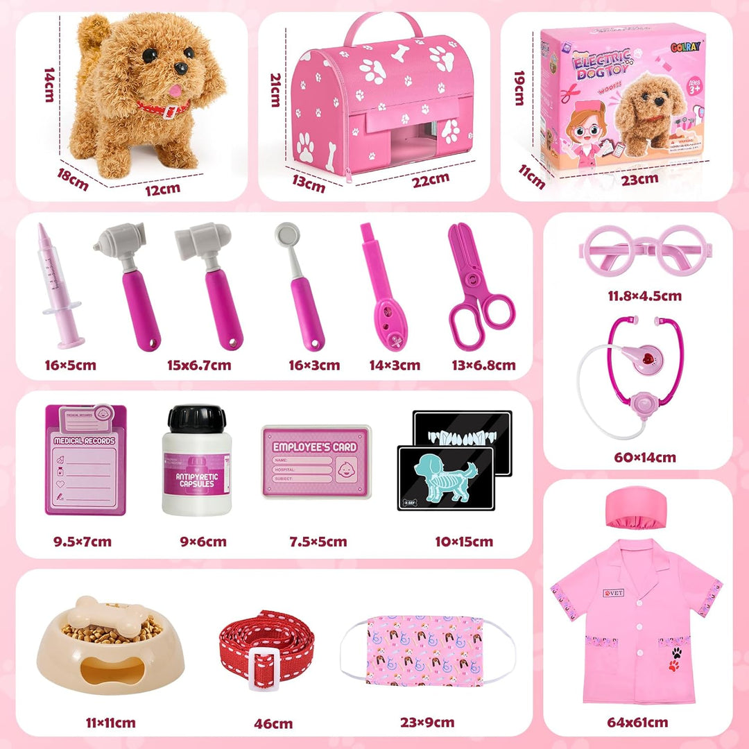 Tacobear Tierarzt Spielzeug Kinder mit Elektrisch Plüsch Hund Spielzeug Läuft und Bellt Schwanzwedel