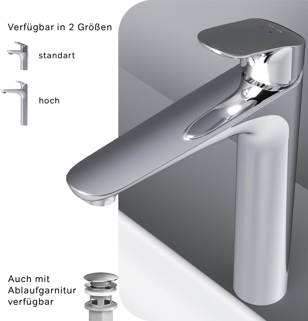 AM.PM Like Waschtischarmatur mit Einhebelmischer, SoftMotion Keramikkartusche, Rub&Clean, kratzfest,
