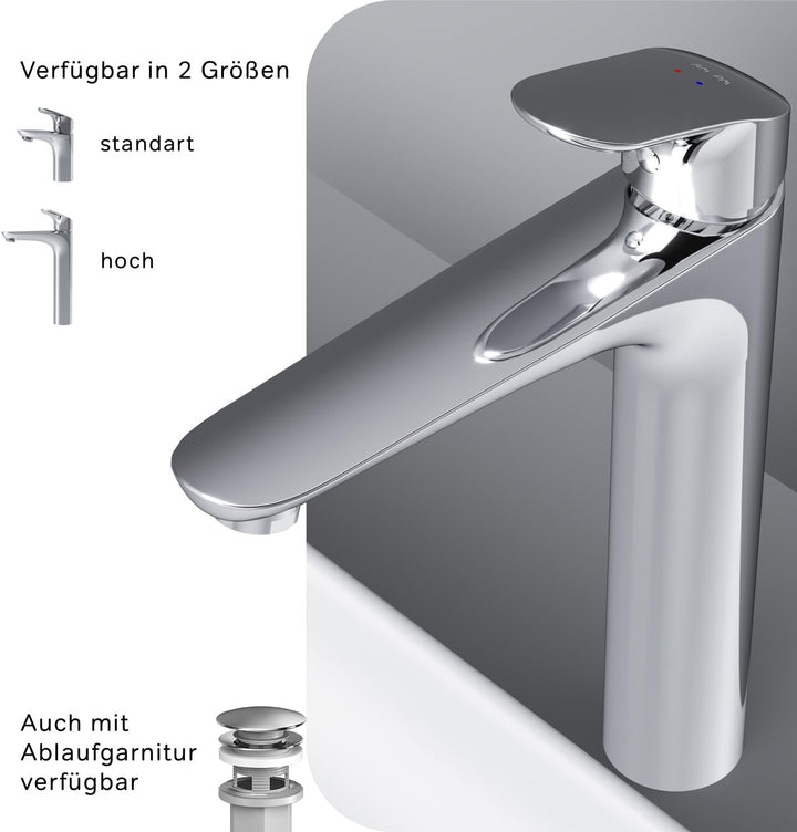 AM.PM Like Waschtischarmatur mit Einhebelmischer, SoftMotion Keramikkartusche, Rub&Clean, kratzfest,