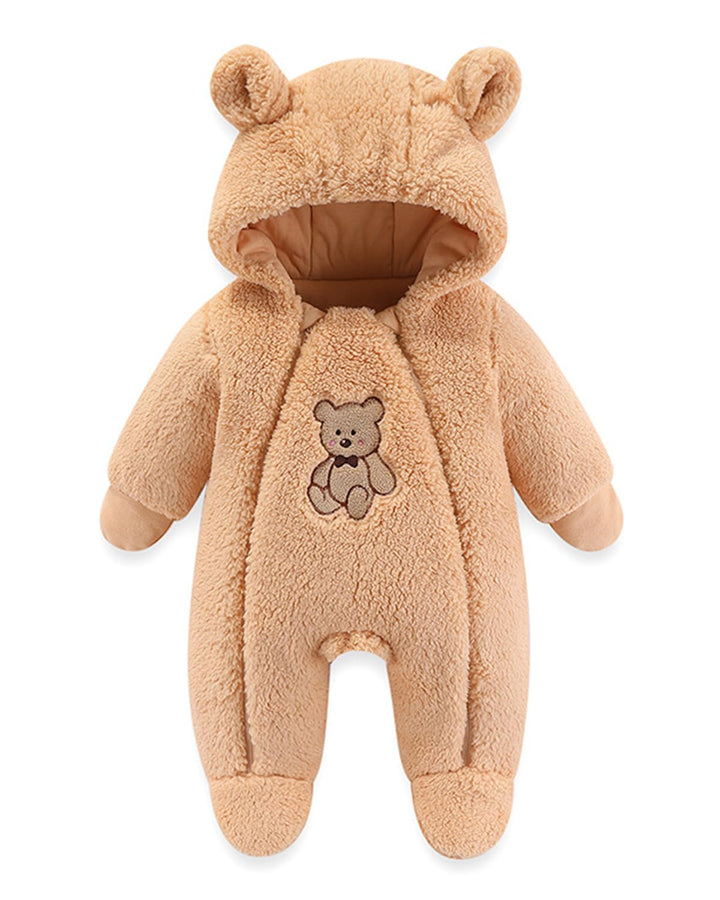 JiAmy Baby Winter Overall Mit Kapuze Schneeanzüge Outfits Fleece Bär Strampler Jungen Mädchen Jumpsu